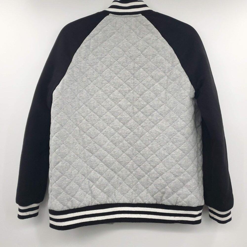 Forever 21 Varsity Jacket Small Womens Gray Quilted Sport Girlfriend - Picture 2 of 11
